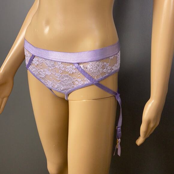 Exposed by Magic Silk Open Cup Crotchless Panties Garter Lingerie Small Medium - Picture 5 of 12